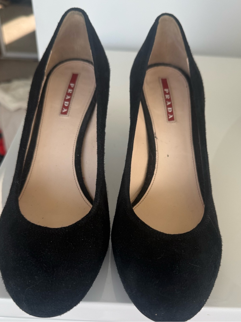 PRADA Black Suede Heels 38